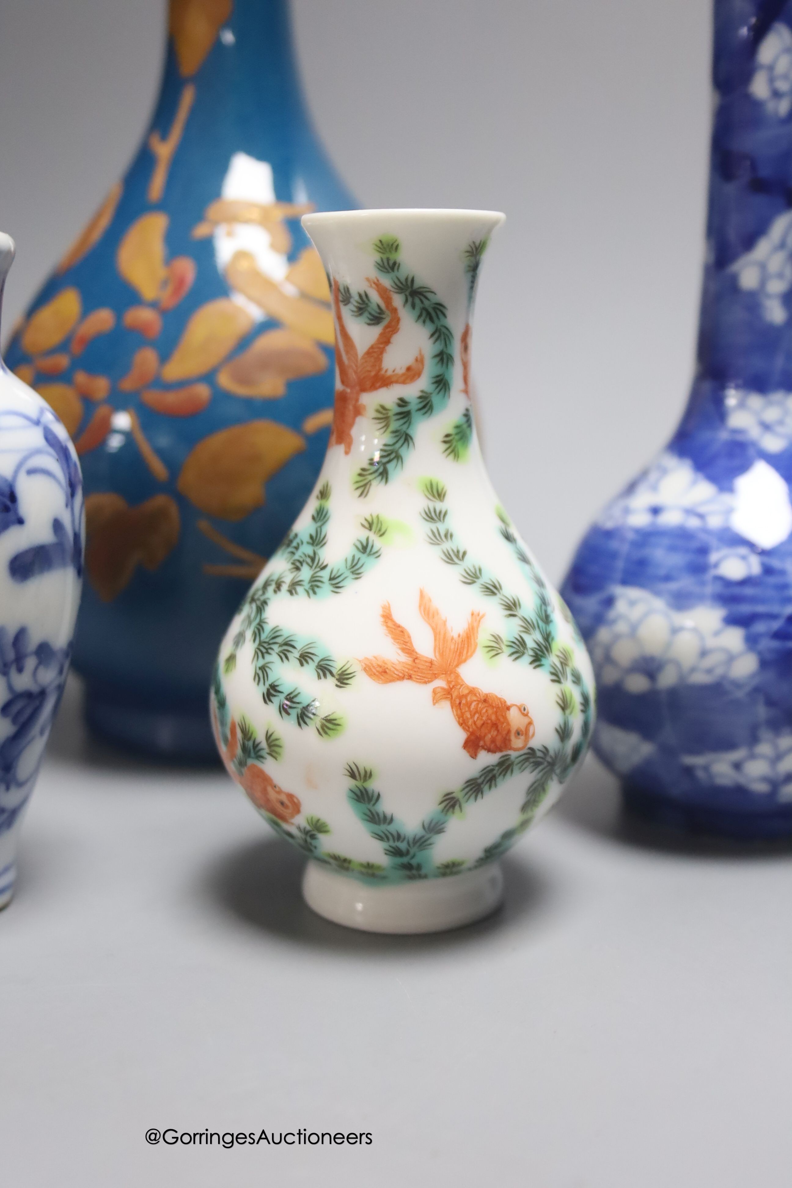 A group of six 19th / 20th century Chinese or Japanese vases, tallest 24cm